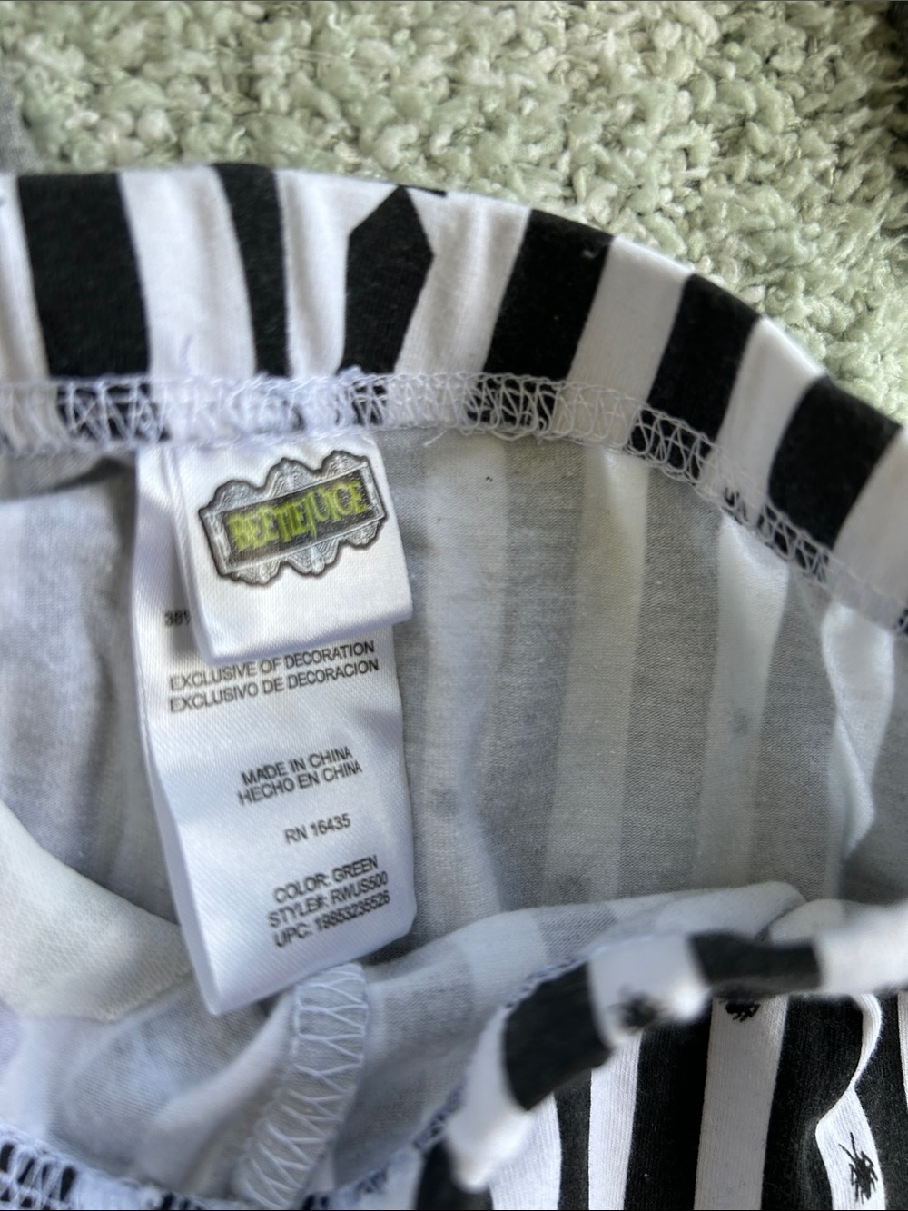 Beetlejuice Kids' Green & Gray Costume Set - Tutu Skirt & Striped Pants - Picture 3 of 8